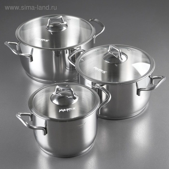 Набор кастрюль, 3 предмета: 2,5 л, 4л, 5л, стеклянная крышка
Набор кастрюль, 3 предмета: 2,5 л, 4л, 5л, стеклянная крышка