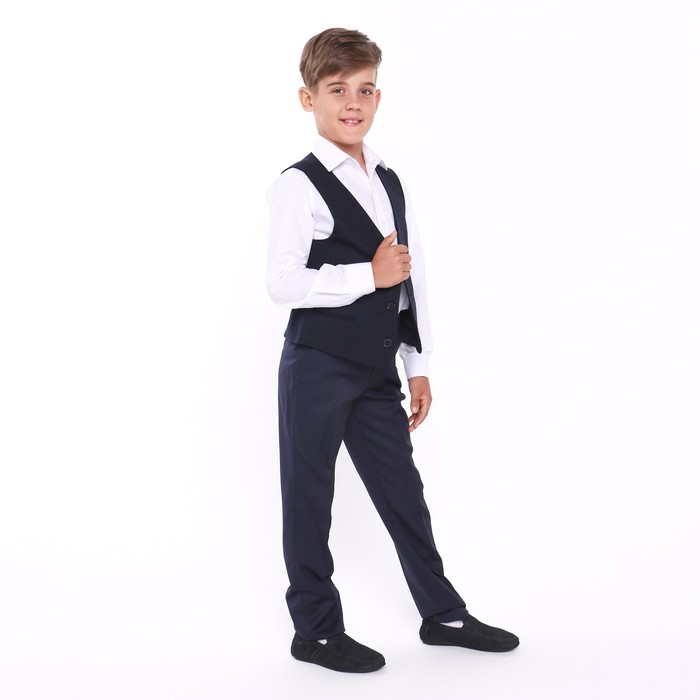 фото Школьный жилет для мальчика, тёмно-синий, рост 146 (36/m)