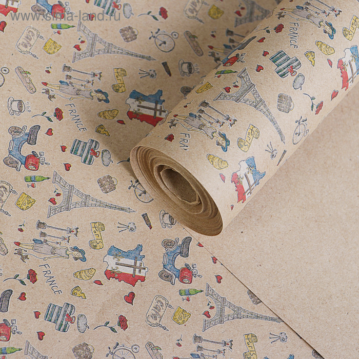Бумага упаковочная крафт "Французские мотивы", 0,72 х 10 м, 70 г/м²
Бумага упаковочная крафт "Французские мотивы", 0,72 х 10 м, 70 г/м²