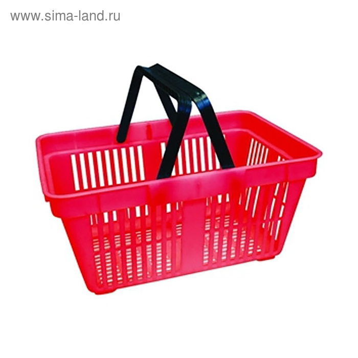 фото Корзина покупательская пластиковая, 20л, 2 пластиковые ручки, цвет красный