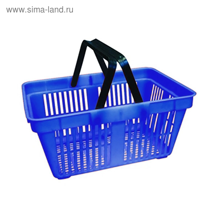 фото Корзина покупательская пластиковая, 20л, 2 пластиковые ручки, цвет синий