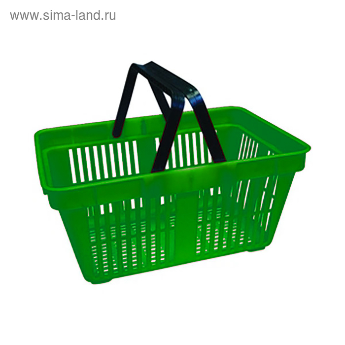 фото Корзина покупательская пластиковая, 20л, 2 пластиковые ручки, цвет зелёный