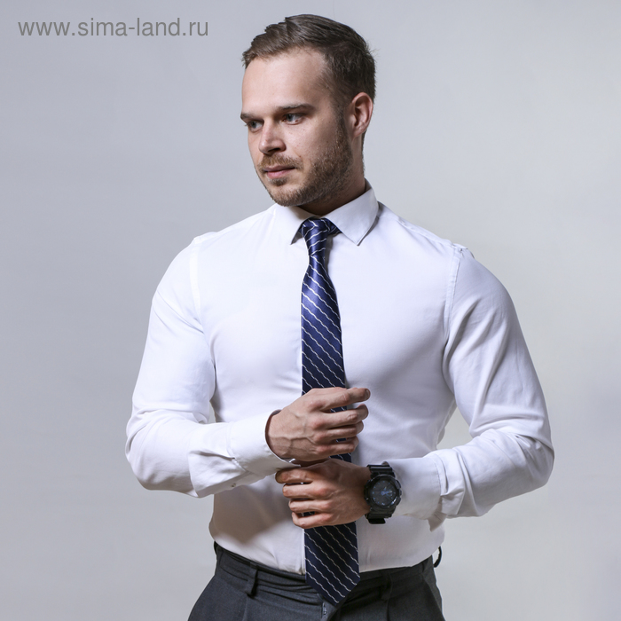 Галстук синий в чёрно-белую полоску
Галстук синий в чёрно-белую полоску