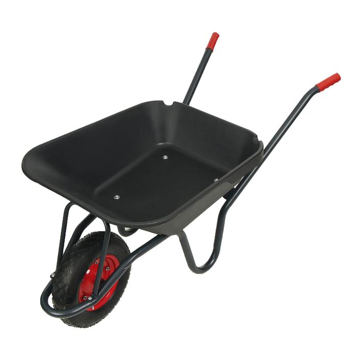 фото Тачка садовая одноколесная: груз/п 150кг, объём 95л, пневмоколесо, корыто из пластика, черный