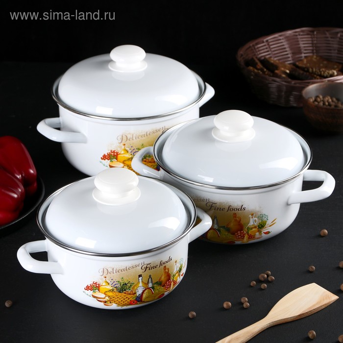 Набор кастрюль «Италия», 3 предмета: 1,5 л, 2 л, 3 л
Набор кастрюль «Италия», 3 предмета: 1,5 л, 2 л, 3 л