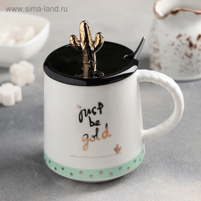 Кружка «Кактус в золоте», с керамической крышкой и ложкой, 450 мл, рисунок МИКС
Кружка «Кактус в золоте», с керамической крышкой и ложкой, 450 мл, рисунок МИКС