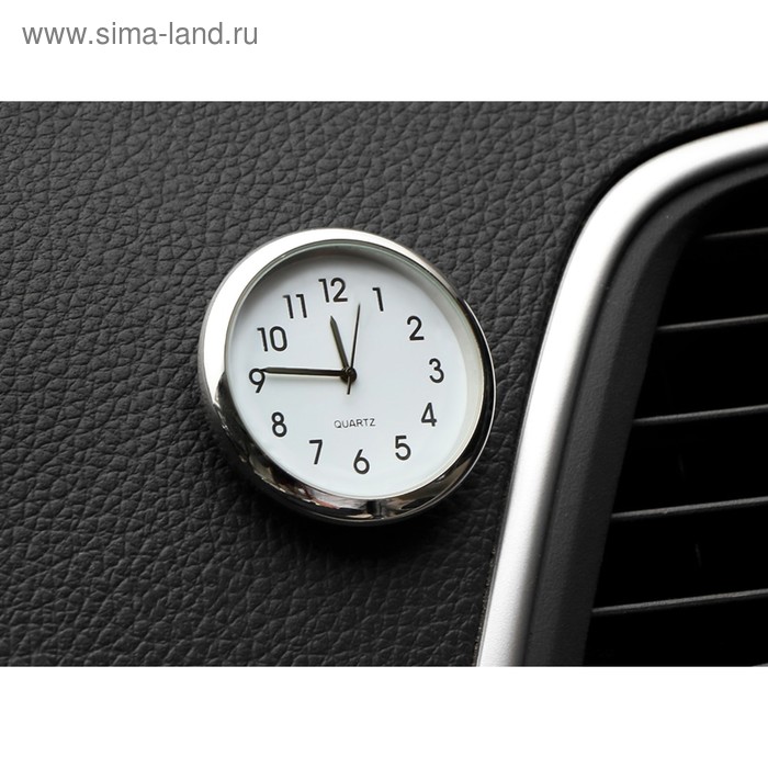 фото Часы автомобильные, внутрисалонные, d 4.5 см, белый циферблат