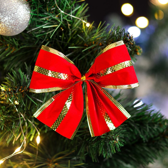 Бант новогодний, праздничный "Искорка", красно-золотой, 11 х 9 см
Бант новогодний, праздничный "Искорка", красно-золотой, 11 х 9 см