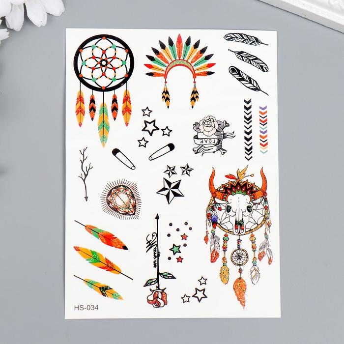 Татуировка на тело цветная с блёстками "Ловцы снов, перья" 14,8х10,5 см
Татуировка на тело цветная с блёстками "Ловцы снов, перья" 14,8х10,5 см
