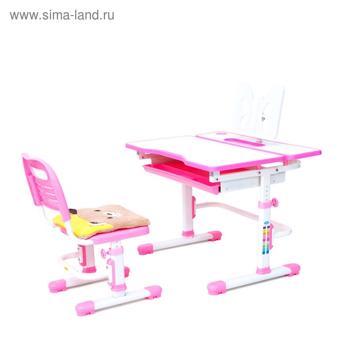 фото Комплект растущая парта и стул с чех rifforma comfort-07 белый/белый-розовый