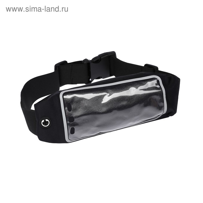 фото Спортивная сумка чехол на пояс luazon, управление телефоном, отсек на молнии, чёрная