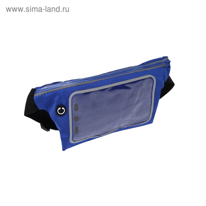 фото Спортивная сумка чехол на пояс luazon, управление телефоном, отсек на молнии, синяя