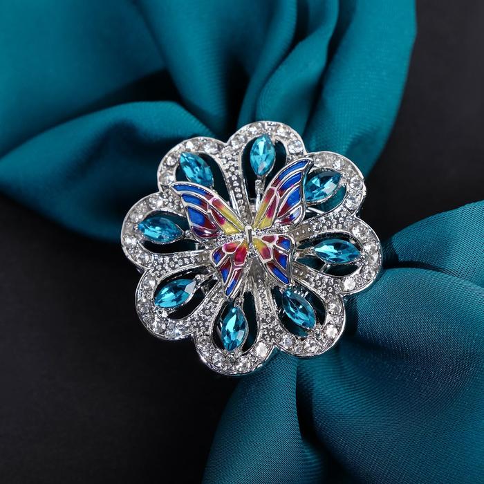 Кольцо для платка "Цветок" с бабочкой, цветная в серебре
Кольцо для платка "Цветок" с бабочкой, цветная в серебре