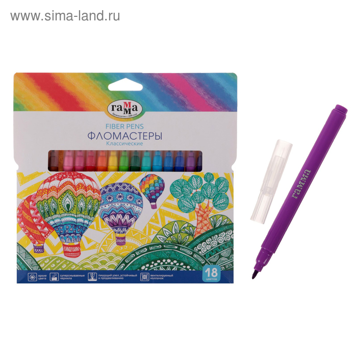Фломастеры 18 цветов, «Гамма» «Классические»
Фломастеры 18 цветов, «Гамма» «Классические»
