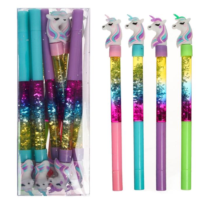 Ручка гелевая-прикол МИКС Единорог с блестками 
Ручка гелевая-прикол МИКС Единорог с блестками