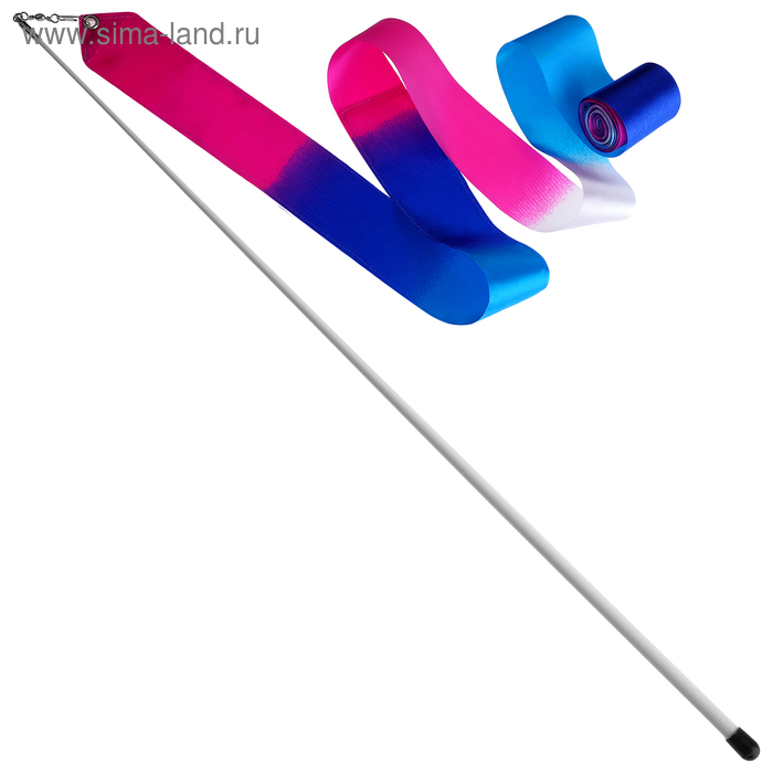 Лента гимнастическая с палочкой 56 см, 6 м, цвет белый/синий/розовый 
Лента гимнастическая с палочкой 56 см, 6 м, цвет белый/синий/розовый