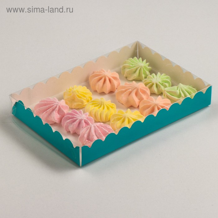 Коробочка для печенья с PVC крышкой, зеленая, 22 х 15 х 3 см