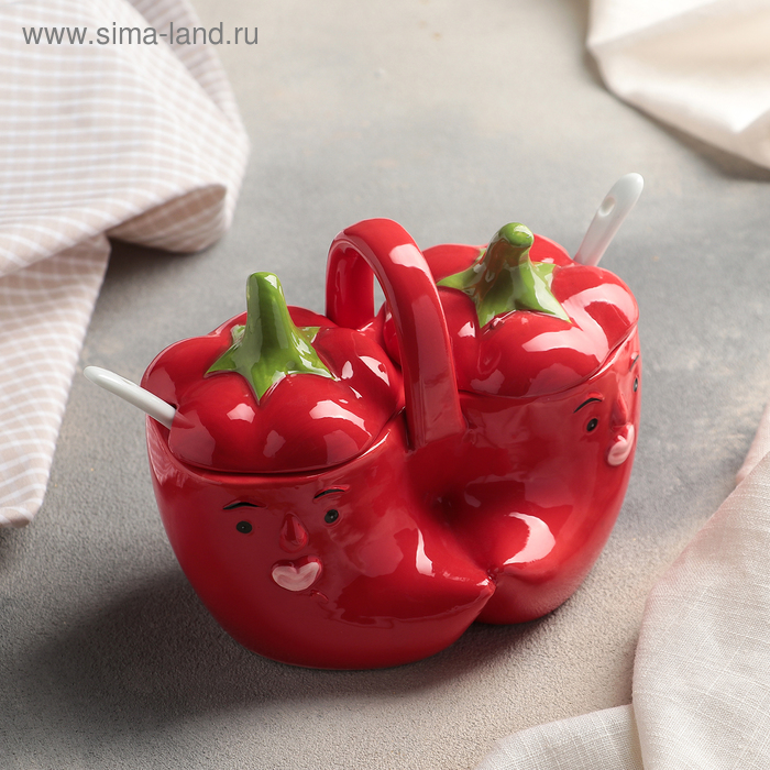 Банка для сыпучих продуктов «Перчик», 200 мл, 2 секции, 2 ложки
Банка для сыпучих продуктов «Перчик», 200 мл, 2 секции, 2 ложки