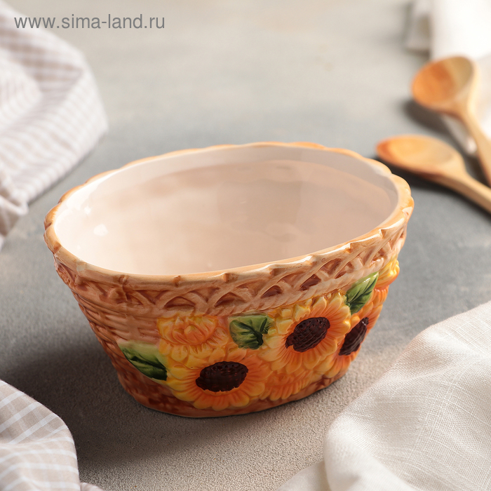 фото Салатник «корзина подсолнухов», 0,5 л, 14×11,5×7 см