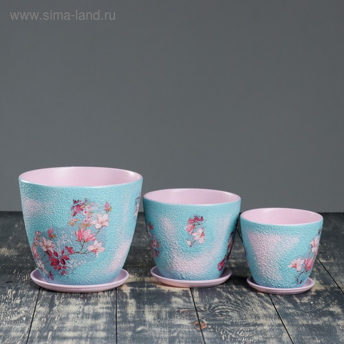 Набор горшков цветочных "Венеция Декупаж" розовый 1/2/3,8л
Набор горшков цветочных "Венеция Декупаж" розовый 1/2/3,8л