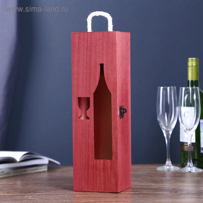 фото Шкатулка дерево под роспись под бутылку "бутылка и бокал" 35х11х10 см