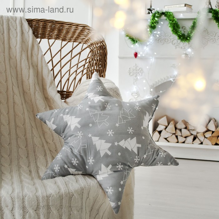 Подушка декоративная звезда Ёлочки серый 50х50 см, хлопок 100%
Подушка декоративная звезда Ёлочки серый 50х50 см, хлопок 100%