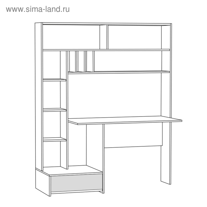 фото Стол письменный лайт, 1500х570х1800, дуб крафт золотой/белый премиум моби