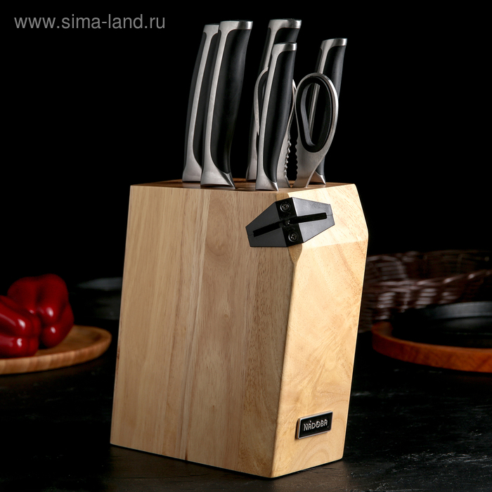 Набор кухонный Ursa, 6 предметов: 5 ножей 10 см, 14 см, 17,5 см, 20 см, 20 см, ножницы, универсальный блок с ножеточкой, цвет чёрный
Набор кухонный Ursa, 6 предметов: 5 ножей 10 см, 14 см, 17,5 см, 20 см, 20 см, ножницы, универсальный блок с ножеточкой, цвет чёрный