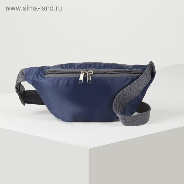 фото Сумка поясная, отдел на молнии, цвет синий