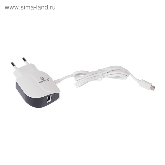 Сетевое зарядное устройство Krutoff, USB - micro USB, 2.1 А, 1 м, белый
Сетевое зарядное устройство Krutoff, USB - micro USB, 2.1 А, 1 м, белый