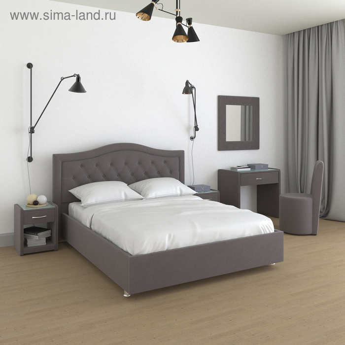 фото Кровать «ротонда» без пм, 180 × 200 см, ортопедическое основание, цвет bravo grey архитектория