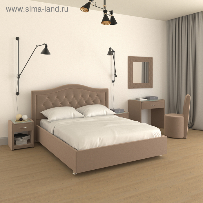 фото Кровать «ротонда» без пм, 140 × 200 см, ортопедическое основание, цвет star velvet 1 camel архитектория