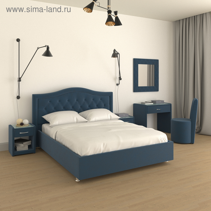 фото Кровать «ротонда» без пм, 180 × 200 см, ортопедическое основание, цвет star velvet 36 dark blue архитектория