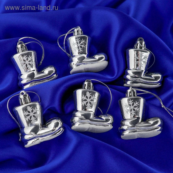 Украшение ёлочное "Сапожок со снежинкой" (набор 6 шт) 4х4 см серебро
Украшение ёлочное "Сапожок со снежинкой" (набор 6 шт) 4х4 см серебро