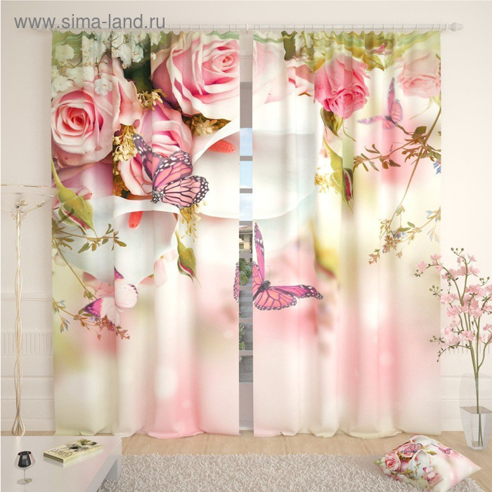 Фотошторы «Розы и бабочки», размер 145 х 260 см, габардин
Фотошторы «Розы и бабочки», размер 145 х 260 см, габардин