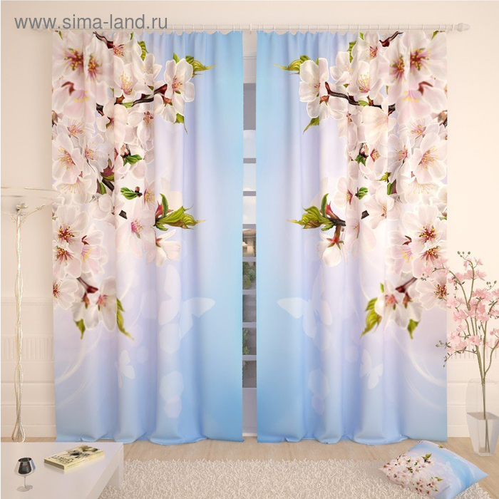 Фотошторы «Вишнёвые цветочки и бабочки», размер 145 х 260 см, габардин
Фотошторы «Вишнёвые цветочки и бабочки», размер 145 х 260 см, габардин