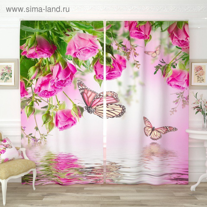 Фотошторы «Бабочки у воды», размер 145 х 260 см, блэкаут 
Фотошторы «Бабочки у воды», размер 145 х 260 см, блэкаут
