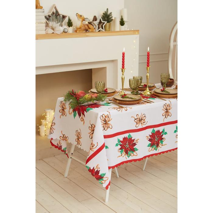 фото Скатерть новогодняя доляна "сказочный новый год" 145*300 см, 100% п/э