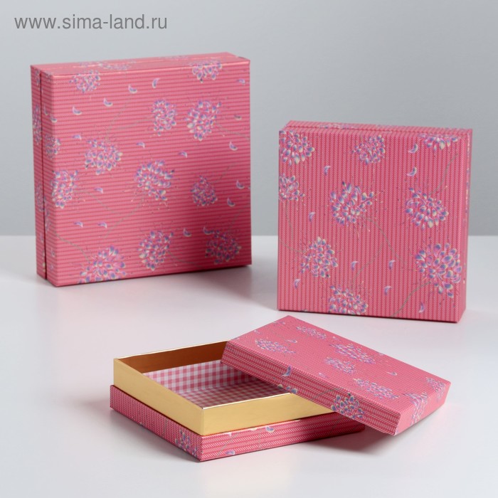 Коробка подарочная 3 в 1, 23 х 23 х 7 - 17 х 17 х 5 см
Коробка подарочная 3 в 1, 23 х 23 х 7 - 17 х 17 х 5 см