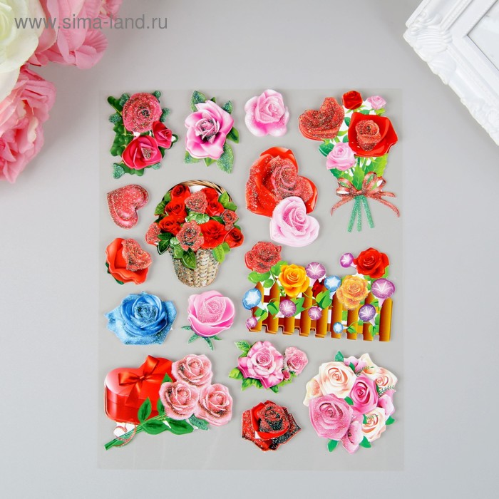 Наклейка пластик, картон 6D с блёстками "Миллион роз" 25х17 см
Наклейка пластик, картон 6D с блёстками "Миллион роз" 25х17 см