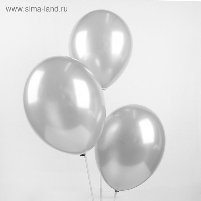 фото Шар латексный 12", металл, набор 50 шт., цвет серебристый globos festival s.a.