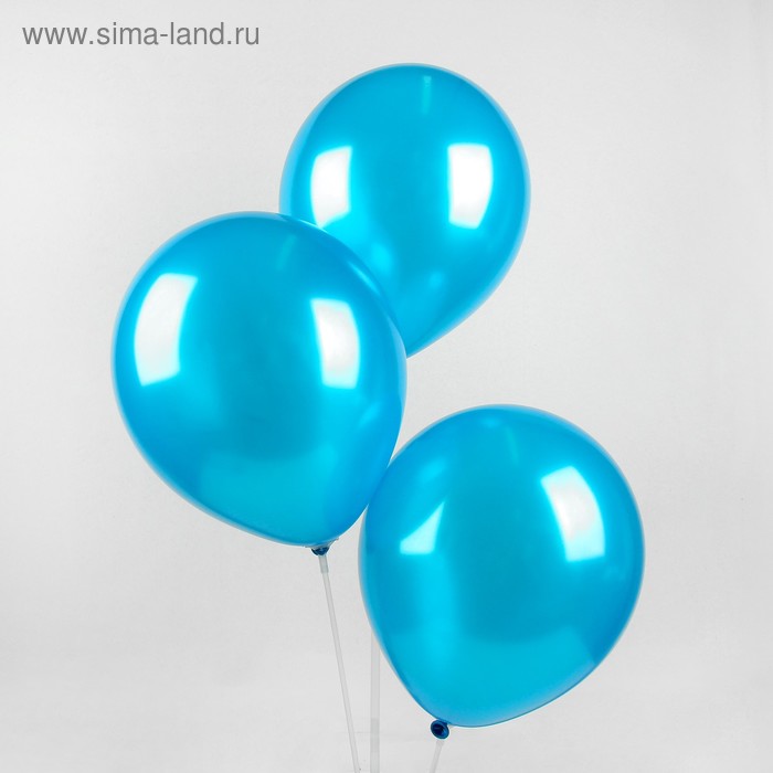 фото Шар латексный 10", металл, набор 50 шт., цвет голубой globos festival s.a.