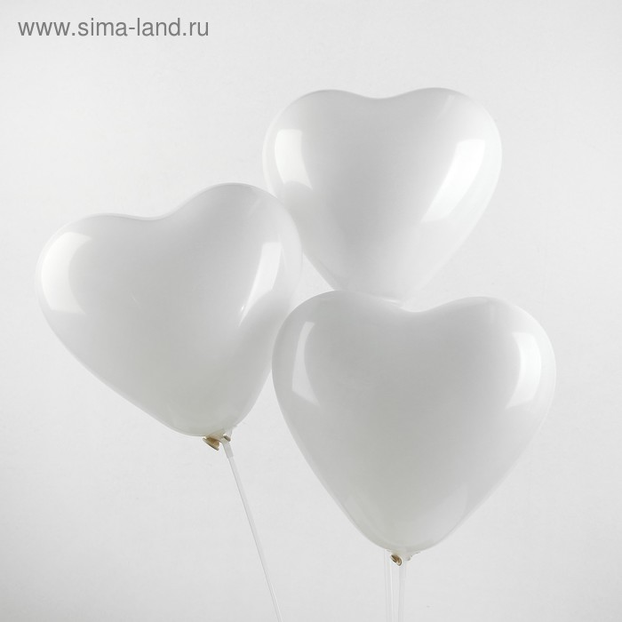 фото Шар латексный 12", сердце, пастель, набор 25 шт., цвет белый globos festival s.a.