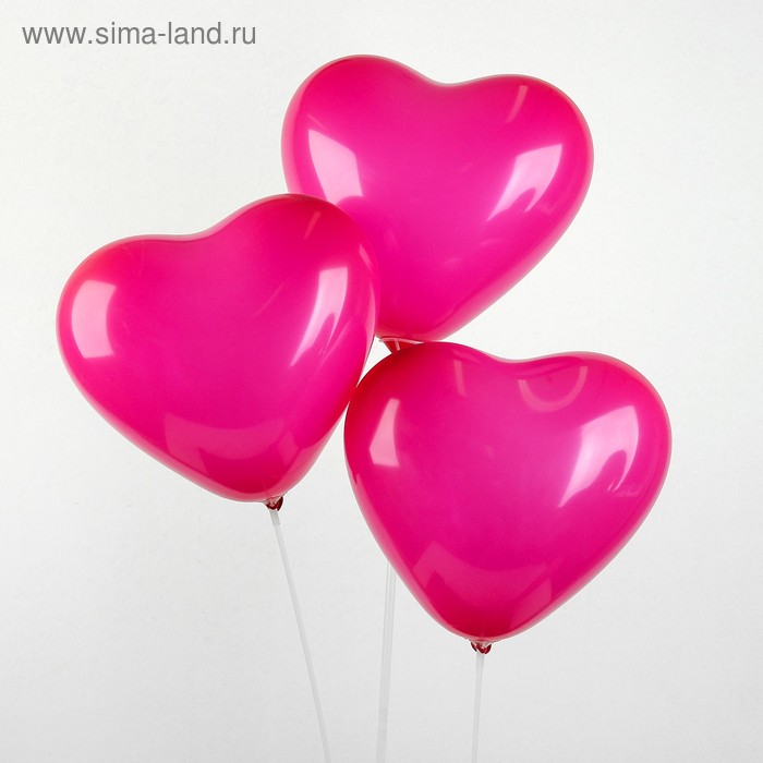 фото Шар латексный 12", сердце, пастель, набор 25 шт., цвет фуксии globos festival s.a.