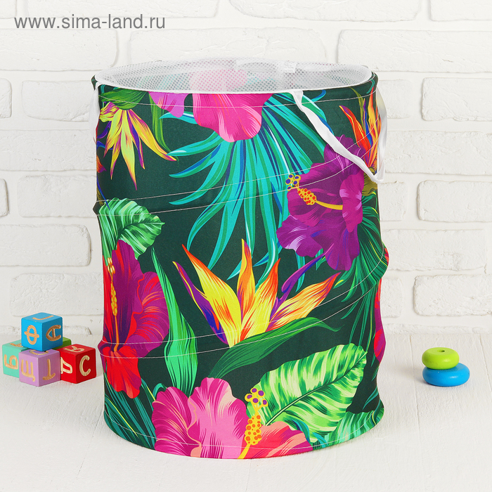 фото Корзина для хранения игрушек «цветы» 35×35×45 см