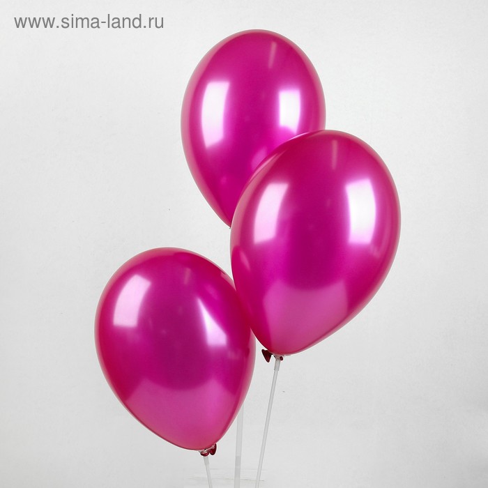 фото Шар латексный 10", металл, набор 50 шт., цвет фуксии globos festival s.a.