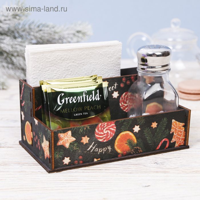 фото Органайзер новогодний для кухонных мелочей "happy new year", 16.3 х 7.3 х 9.5 см