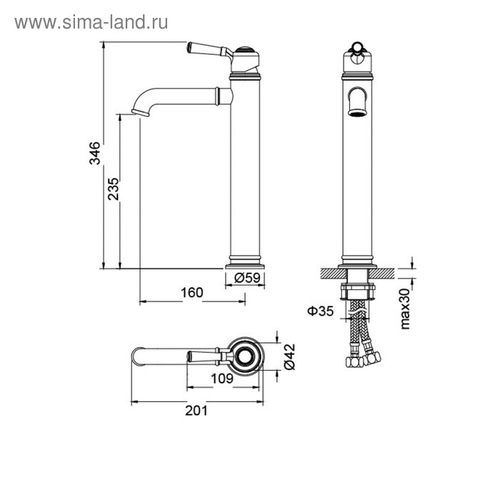 фото Смеситель для раковины timo arisa 5311/02f, антик