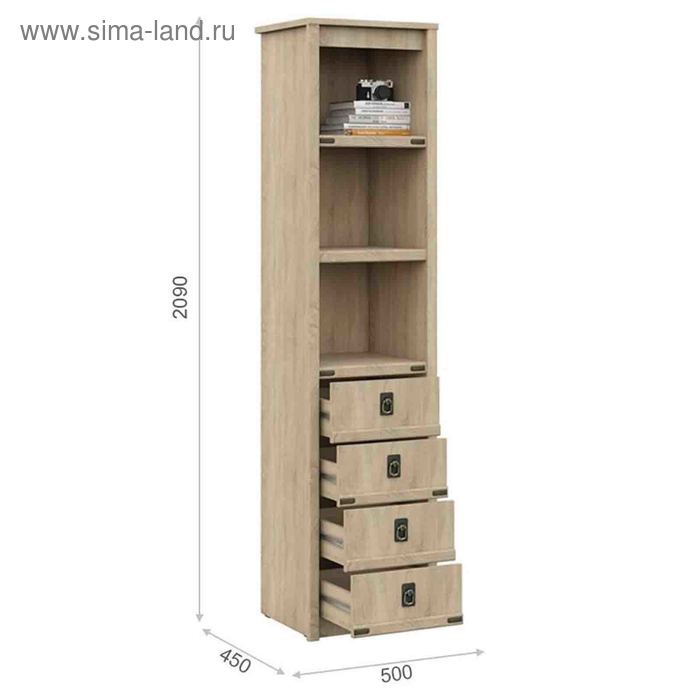 фото Шкаф-пенал «валенсия», 4 ящика, 500 × 450 × 2090 мм, цвет дуб сонома