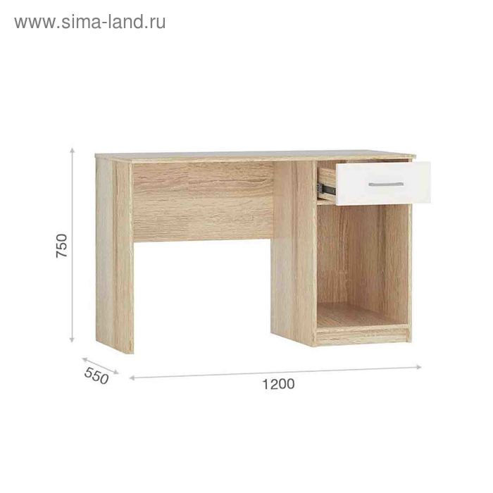 фото Стол письменный «стелс 120», 1 ящик, 1200 × 550 × 750 мм, цвет дуб сонома / белый
